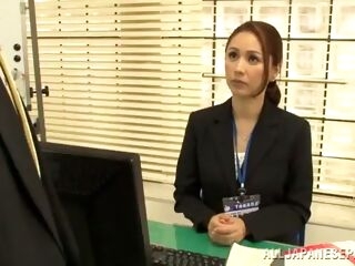angelic asian dame with natural hooters getting screwed in the office