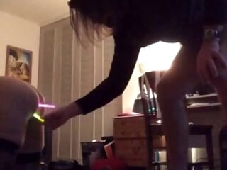 submissive spectacular wife manhandled with glowsticks