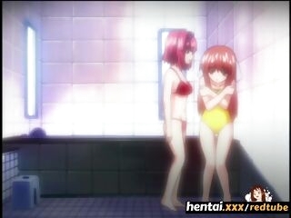Two young lesbo shrieking play in the shower - Hentaixxx