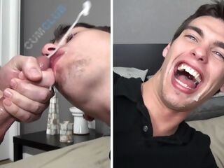 Infatuating Cum Eating Shaft Sucker Swallows Yam-sized Geyser from Fat Hard Dick